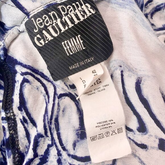 Jean Paul Gaultier - Blue Psychedelic Marble Cowl Neck Dress - Picture 15 of 16